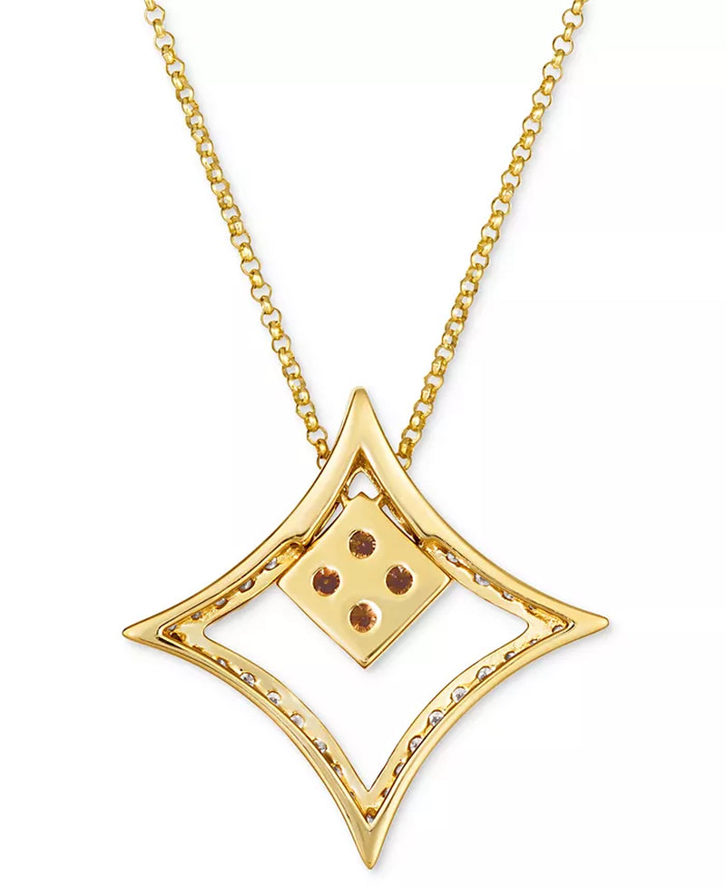 [14K, 1/3 Ct. T.W.] Gold Nude Diamond & Chocolate Diamond (1/5 Ct. T.W.) Geometric Necklace