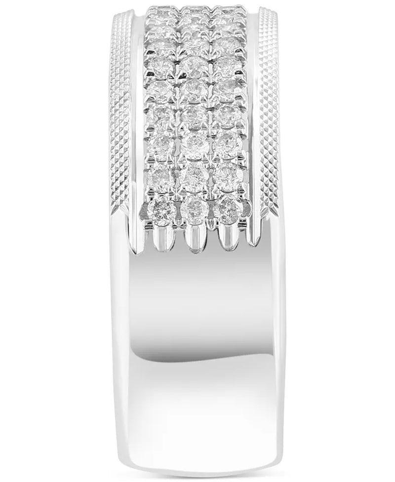 [14K, 3/4 Ct. T.W.] White Gold  Men's Diamond Pavã© Band