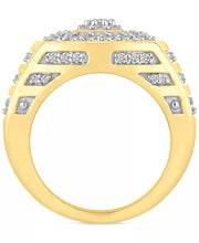 [10K, 2 Ct. T.W.] Gold Men's Diamond Multi-Cluster Statement Ring