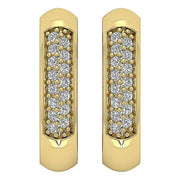 [14K, 0.15 Ct] Yellow Gold Hoops Earrings With Natural Round Diamonds