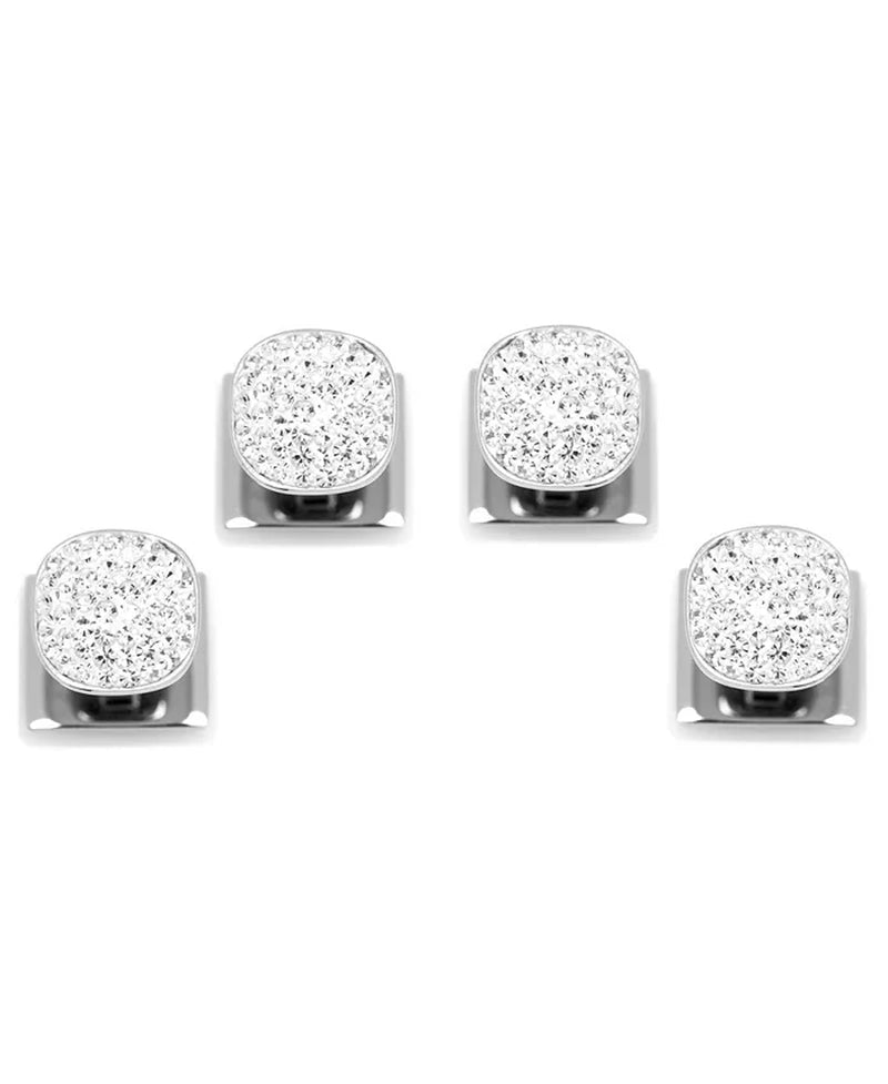 Mens Pave Preciosa Crystals Cufflink Stud Set