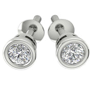 [14K, 0.40 Ct] Gold Solitaire Natural Diamond Stud Earrings With Screw Backs