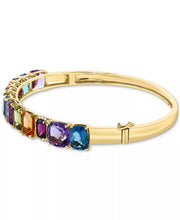 [14K] Gold  Multi-Gemstone (18-7/8 Ct. T.W.) & Diamond (1/6 Ct. T.W.) Bangle Bracelet