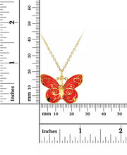 [14K] Gold Enamel Butterfly 18" Pendant