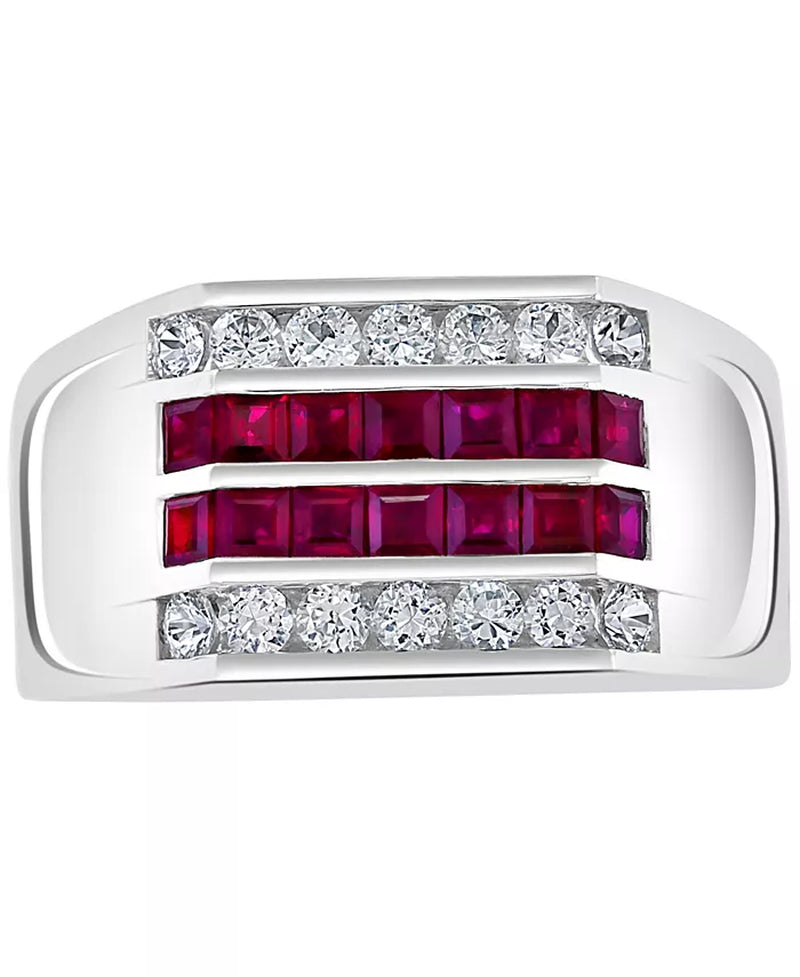 Sterling Silver Ruby (1 Ct. T.W.) & White Sapphire (1-1/4 Ct. T.W.) Ring