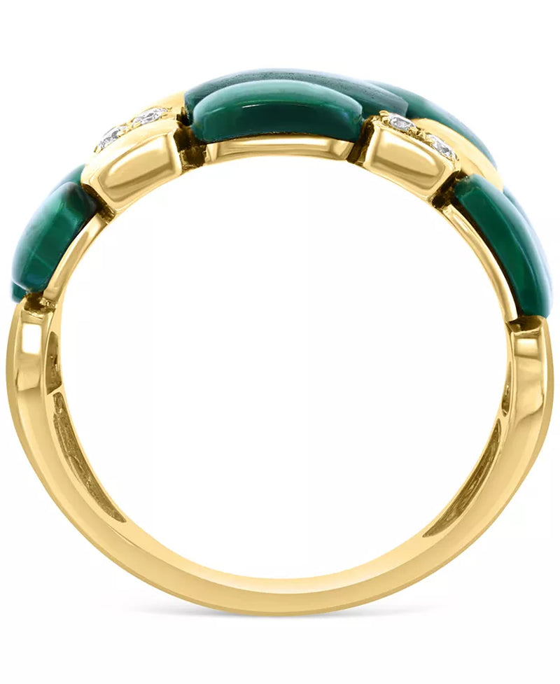 EFFYÂ® Malachite & Diamond (1/5 Ct. T.W.) Triple Row Statement Ring in 14K Gold