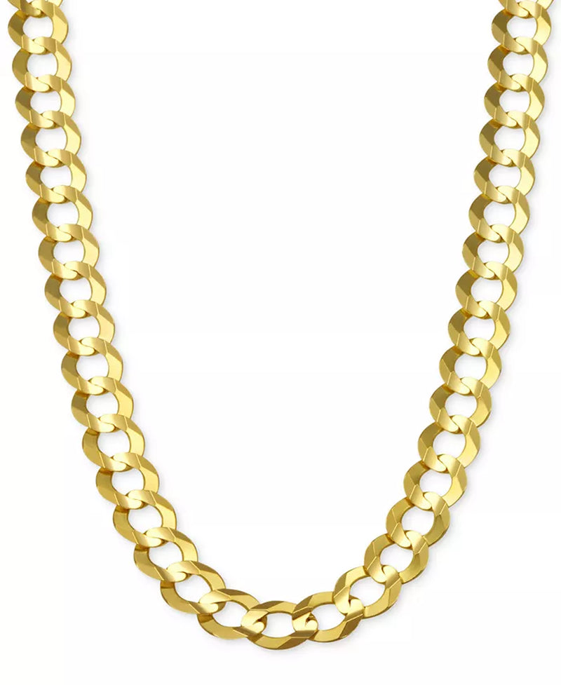 [14K, 7Mm] Gold 22" Open Curb Link Chain Necklace