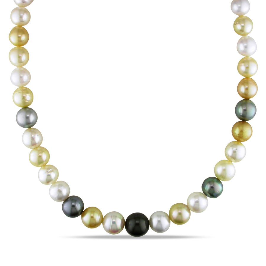 [14K. 18"] Gold & Cultured Pearl High Polish Finish Necklace