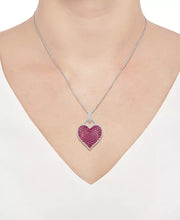 [14K] White Gold Ruby (6-1/2 Ct. T.W.) - Diamond (1/2 Ct. T.W.) Pave Heart Pendant