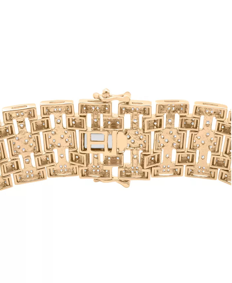 [14K, 4 Ct. T.W] Men's Gold-Plated Sterling Silver Diamond Bracelet