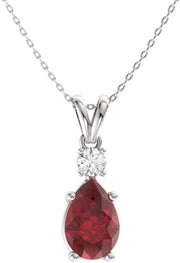 [14K,0.43 Ct] Solid Gold Natural Diamond Pear Cut Gemstone and Teardrop Pendant Necklace with Chain