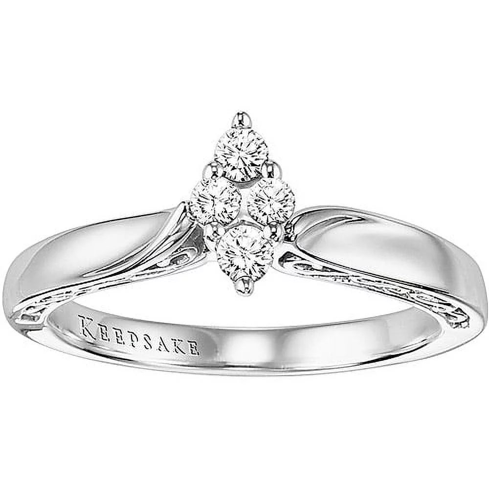 [10K, 1/5 Carat T.W.] White Gold Enchanted Marquise Diamond Engagement Ring