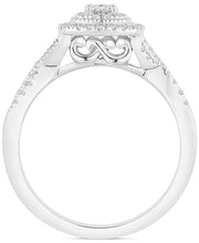 [14K, 5/8 Ct. T.W.] White Gold Diamond Cushion Halo Twist Bridal Set