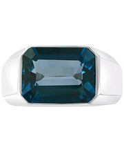 [9-1/4 Ct. T.W.] Sterling Silver Men's London Blue Topaz Ring