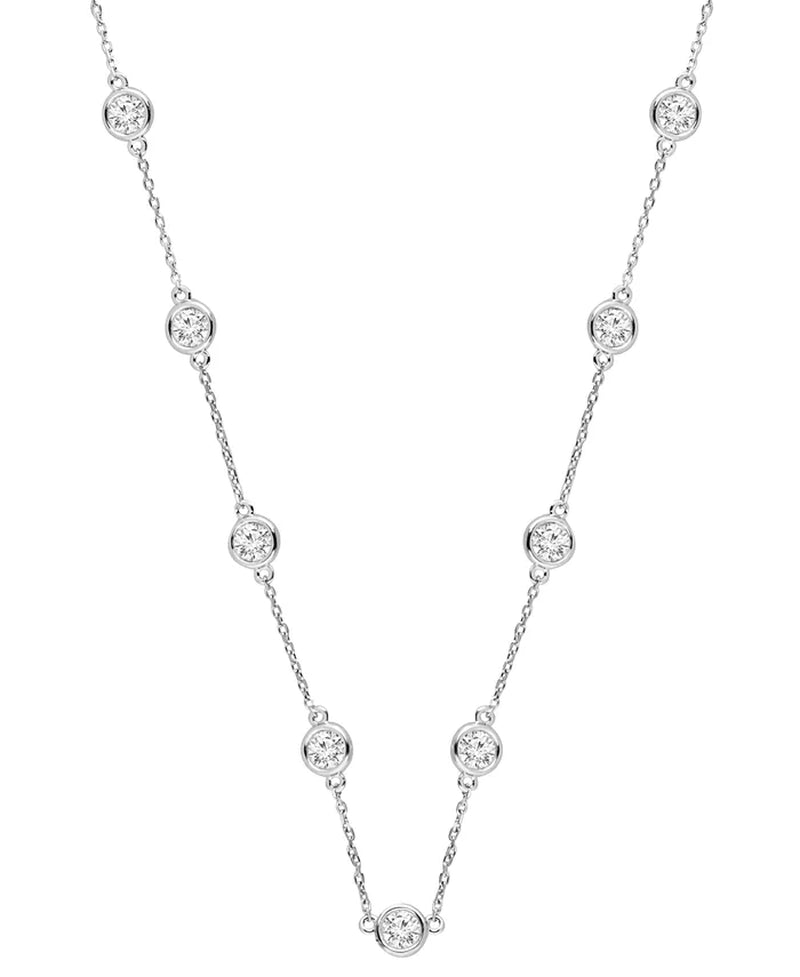 [14} Gold Lab Grown Diamond Statement Necklace (6 Ct. T.W.) in 14K White Gold or 14K Yellow Gold, 18" + 4" Extender