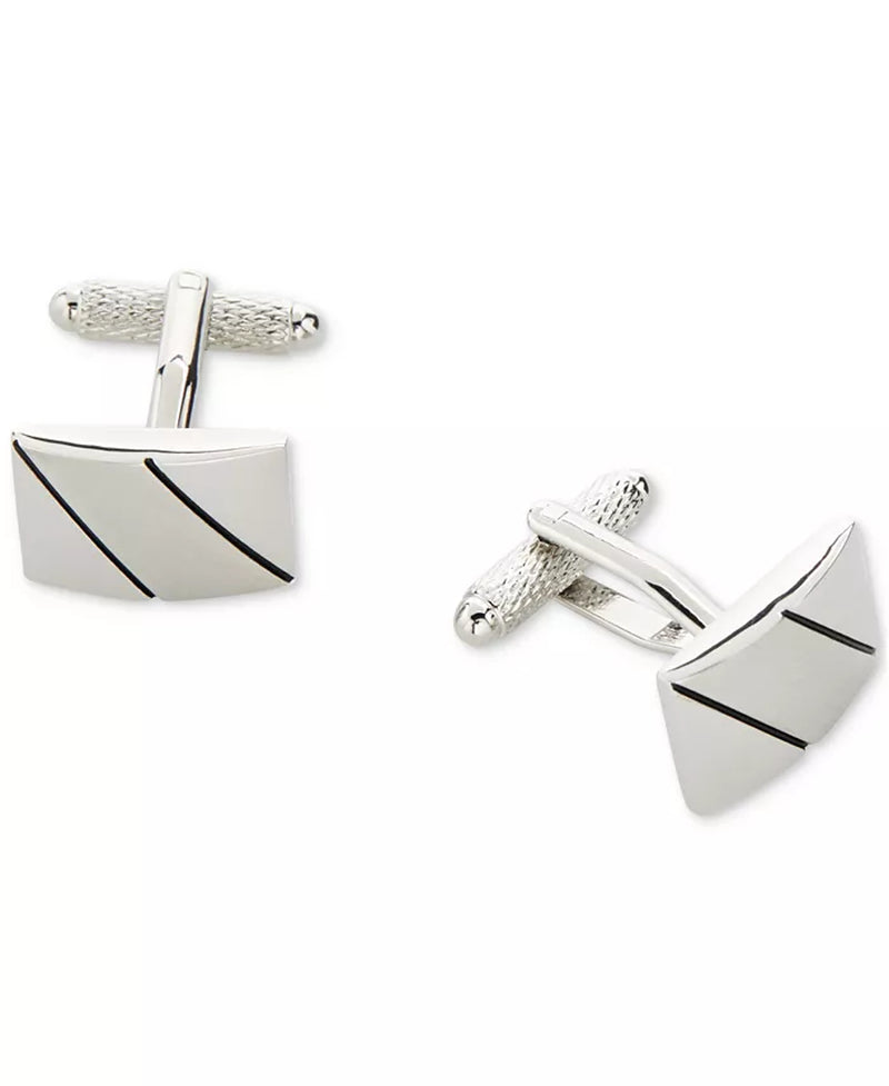 Perry Ellis Silver Diagonal Line Cufflinks