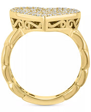 [14K, 3/4 Ct. T.W.] Gold  Diamond Pavã© Heart Chain Link Ring