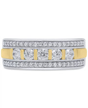 [10K, 1 Ct. T.W.] Two-Tone Gold Mens Diamond Openwork Band