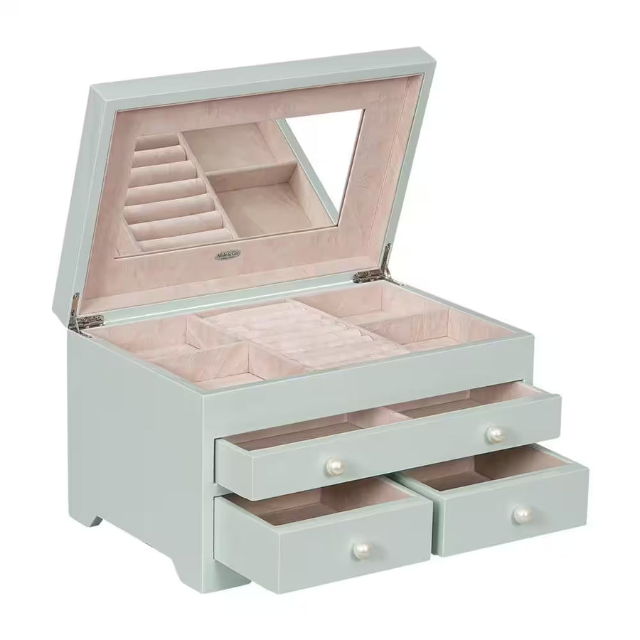 Bianca Wooden Jewelry Box in Seafoam