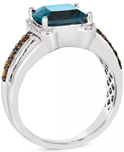 Sterling Silver Deep Sea Blue Topaz (4-1/2 Ct. T.W.) & Diamond (3/8 Ct. T.W.) Ring