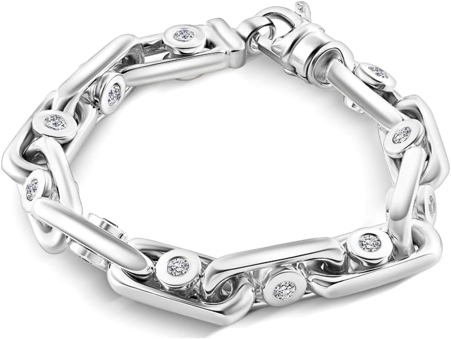 [14K, 5Ct] Gold Diamond (105Gram) or Platinum (170Gram) 10Mm 8.75" Bracelet 