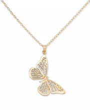 [10K] Gold Filigree Lace Butterfly Pendant