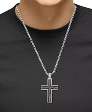 Men's Sterling Silver & Black Rhodium Cross 22" Pendant Necklace