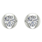 [14K, 0.30 Ct] Yellow Gold Solitaire Studs Earrings Natural Round Cut Diamond