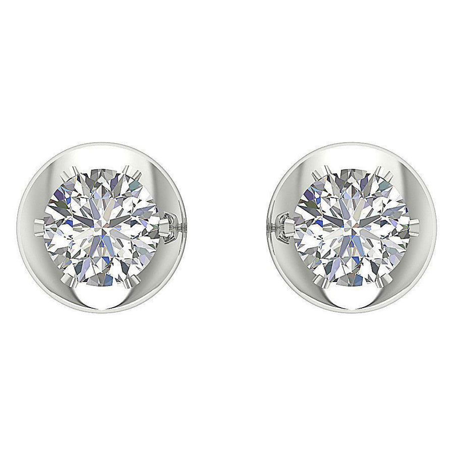 [14K, 0.30 Ct] Yellow Gold Solitaire Studs Earrings Natural Round Cut Diamond