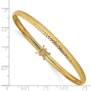 [14K, 4.25 mm] Yellow Gold Polished Diamond-Cut Flexible Bangle Bracelet