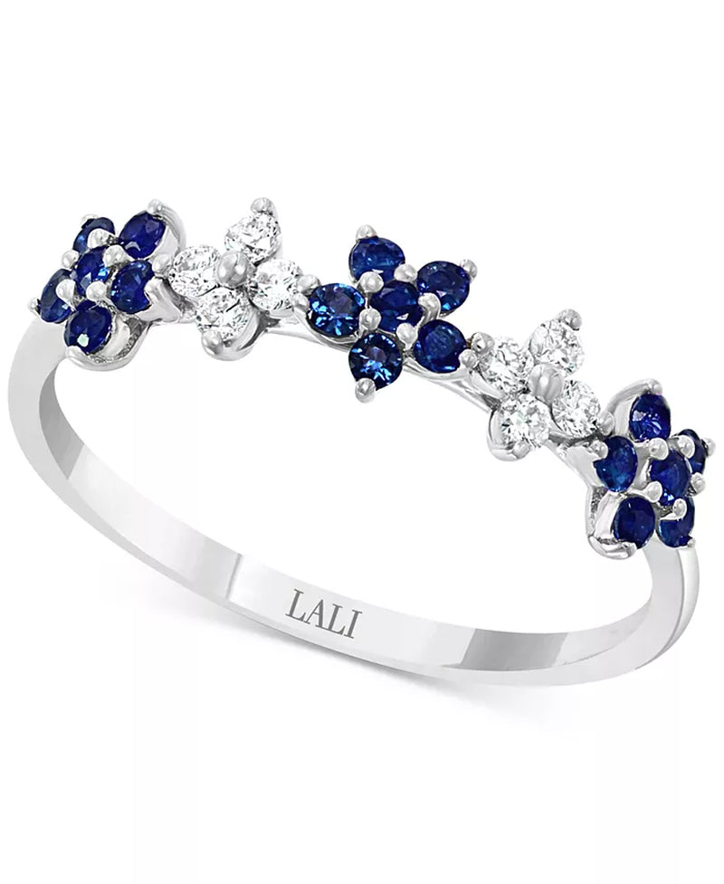Ruby (3/8 Ct. T.W.) & Diamond (1/6 Ct. T.W.) Flower Band in 14K Rose Gold
