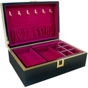 London Black and Pink Madison Burke Lacquered Jewelry Box Organizer