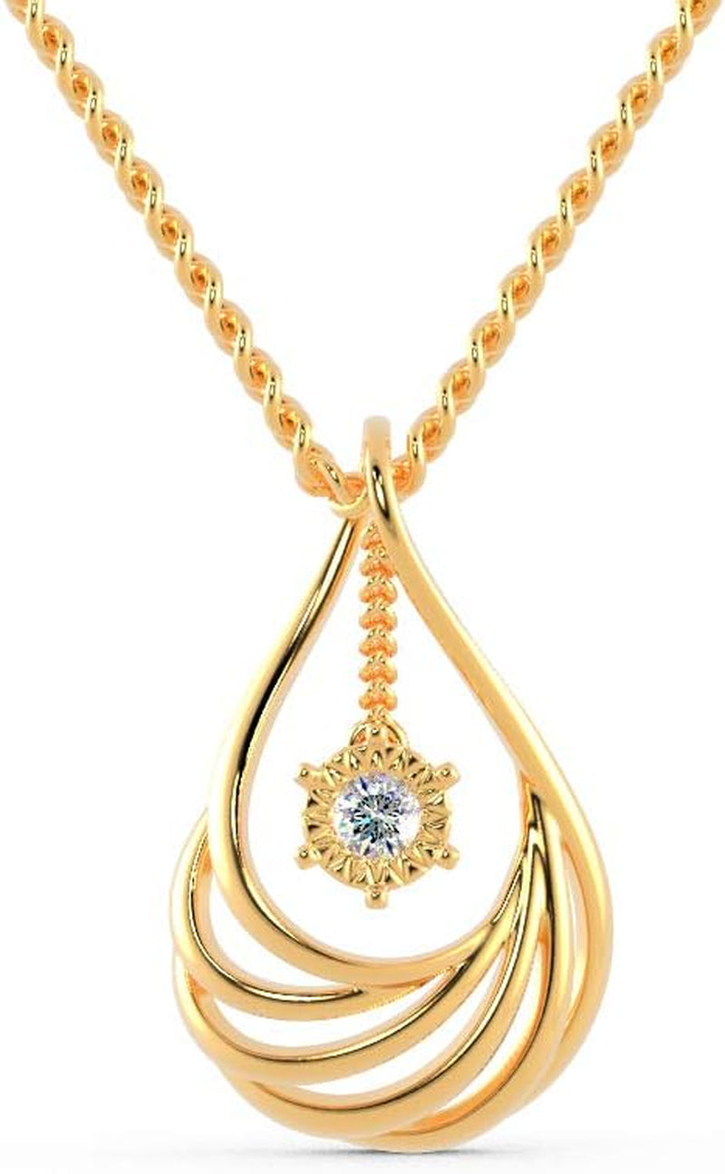 [14K, 18K, 0.1 Cttw] Solitaire Diamond Necklace With Natural Diamond Pendant Necklace