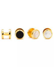 Double Sided round Beveled Cufflink and Stud Set