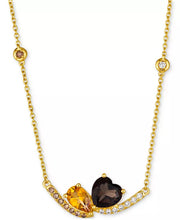 [14K] Gold Multi-Gemstone (2-1/4 Ct. T.W.) & Diamond (1/4 Ct. T.W.) Pear & Heart 19" Statement Necklace