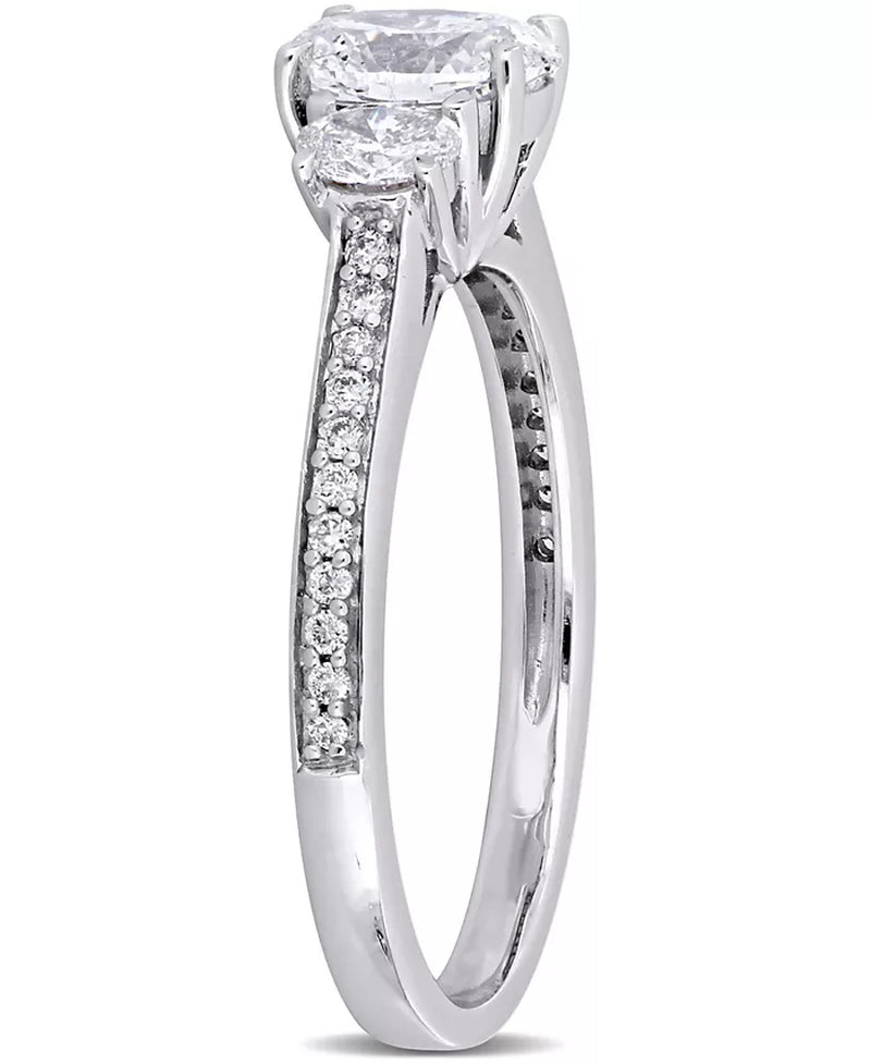 Diamond Oval Three Stone Engagement Ring (1-1/10 Ct. T.W.) in 14K White Gold