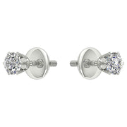 [14K, 0.30 Ct] Yellow Gold Solitaire Studs Earrings Natural Round Cut Diamond