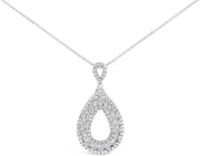 [18K, 0.81 Cttw] White Gold Necklace Pear-Shaped Ring VS Diamond Pendant