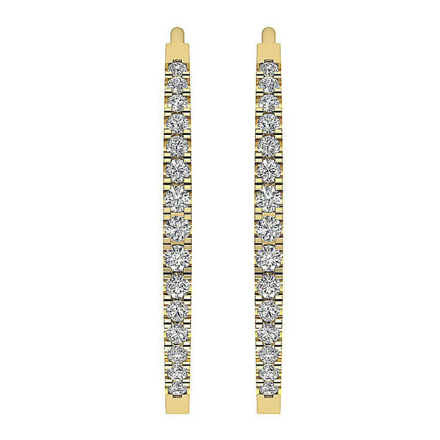 [14K, 0.40 Ct] White Yellow Rose Gold Diamond Hoops Earring