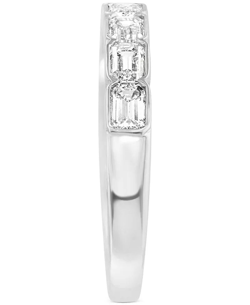 [14K, 3/4 Ct. T.W.] White Gold Diamond Emerald-Cut Band