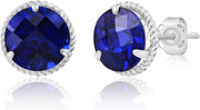 Roped Halo Gemstone round Stud Earrings