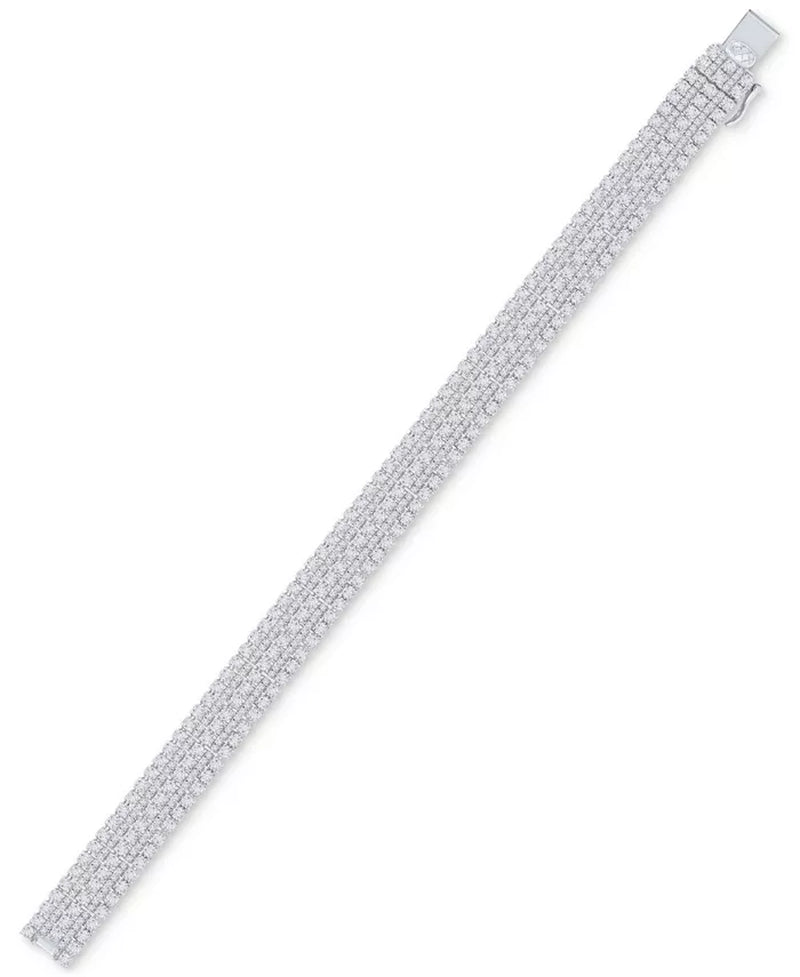 [14K, 12 Ct. T.W.] White Gold Diamond Multi Row Tennis Bracelet