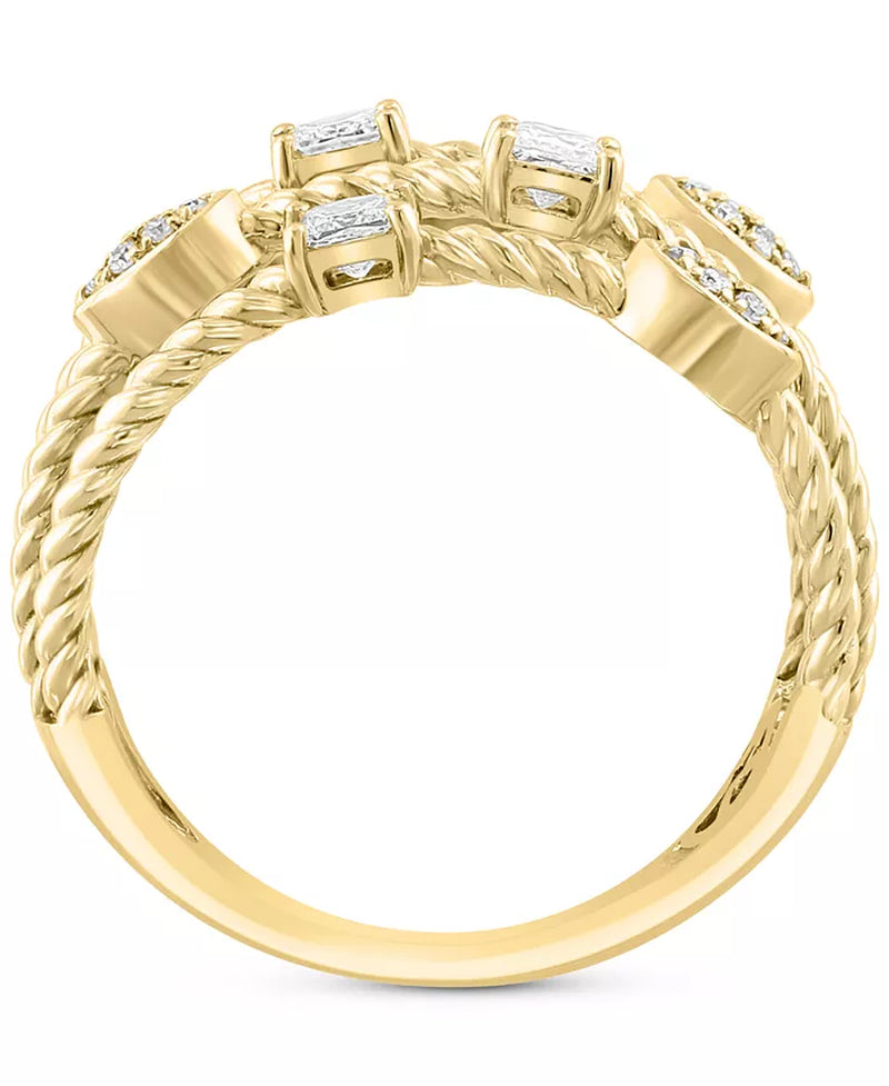 [14K, 1/2 Ct. T.W.] Gold Diamond Multi-Row Ring