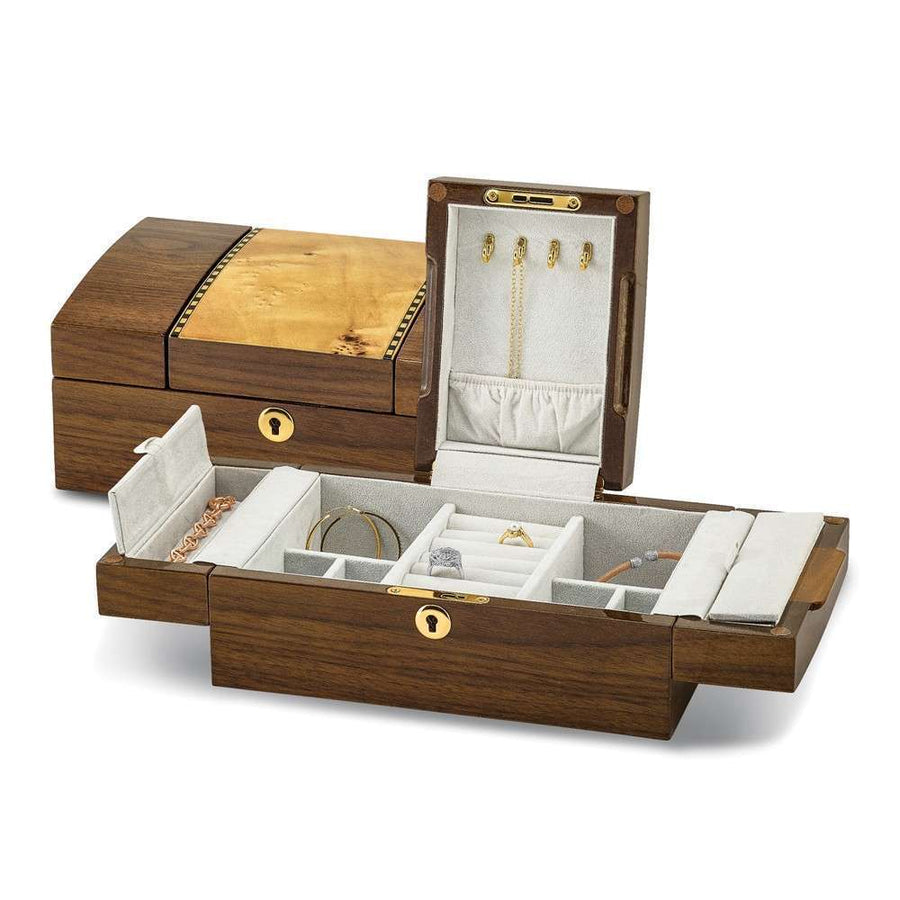 Mapa Burlwood & Walnut Burlwood Veneer Jewelry Box