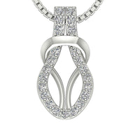 [14K, 0.25 Ct ] Solid Yellow Gold Knot Pendant Necklace Round Diamond