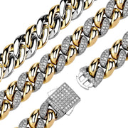 [14K ]Gold Cuban Link Moissanite Bracelet 9Mm & 14Mm Bold Chain Bracelet