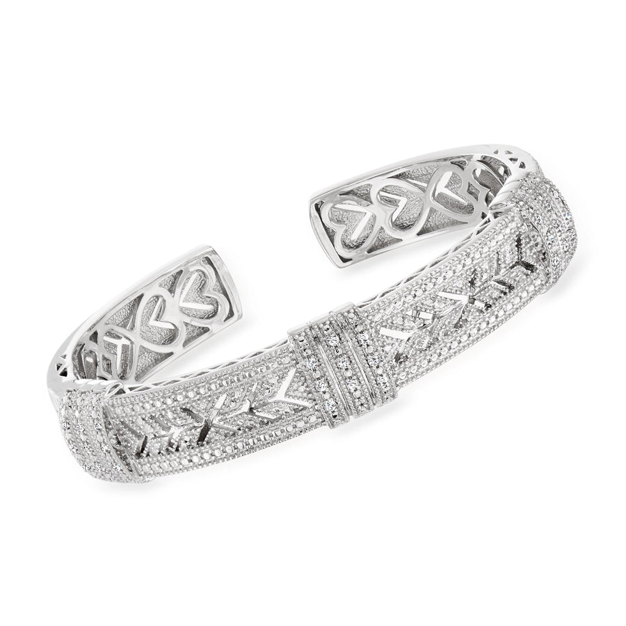 0.25 Ct. T.W. Diamond Vintage-Style Cuff Bracelet in Sterling Silver, Women'S, Adult