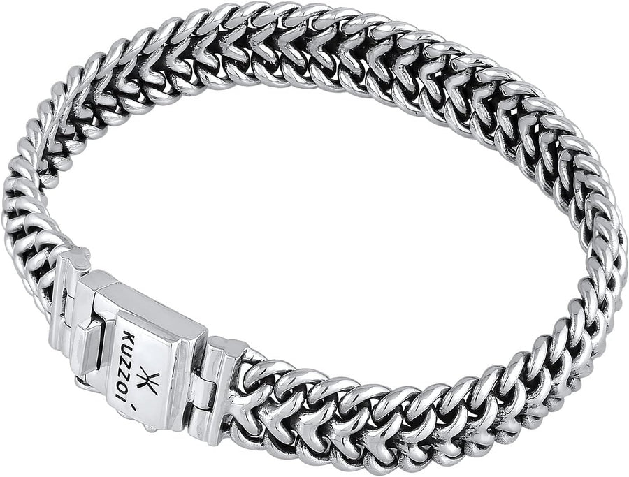 Sterling Silver Byzantine Bracelet - Length 7,48 Inch - 9,05 Inch, Width 0,59 Inch, 2.11 Oz