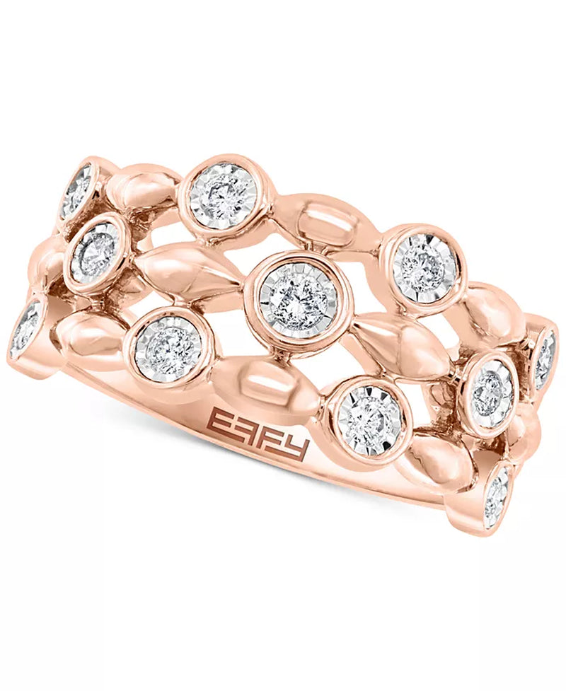 [14K, (1/4 Ct. T.W.] Rose Gold] EFFYÂ® Diamond Bezel Openwork Ring