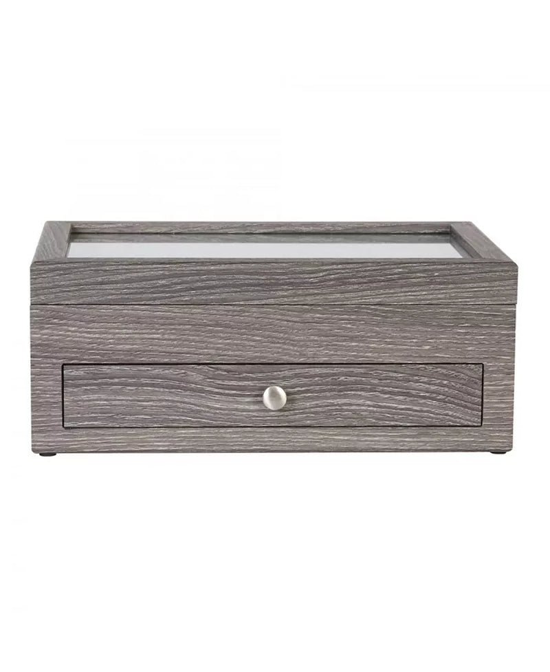 Woodgrain Veneer Windowed Jewelry Storage Case 